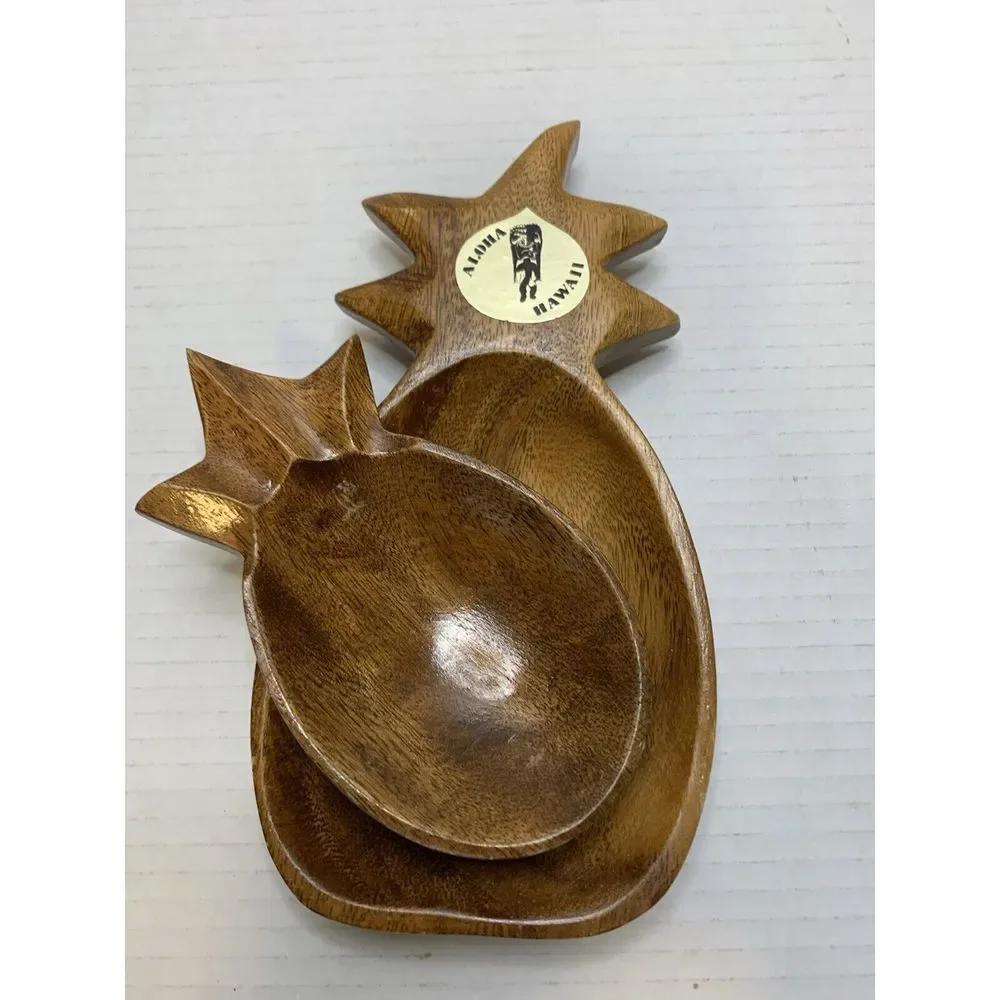 Vintage Monkey Pod Pineapple Bowl Dishes‎ Made In Philippines